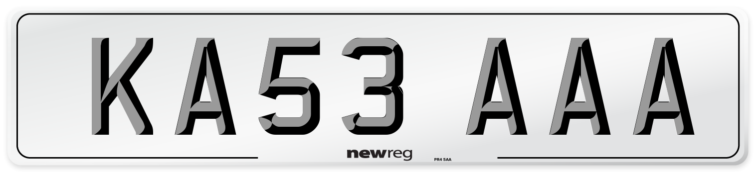 KA53 AAA Number Plate from New Reg